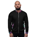 Bomber Jacket - Black/Purple Abstract