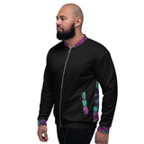 Bomber Jacket - Black/Purple Abstract