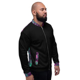 Bomber Jacket - Black/Purple Abstract