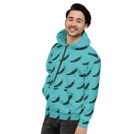 Abstract Hoodie - Aqua/Black Chili Pepper